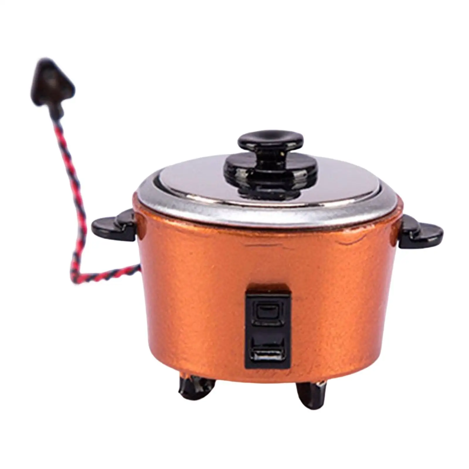 หม้อหุงข้าวจำลองโลหะผสม ขนาด 1/12 สำหรับตกแต่งห้องในบ้านตุ๊กตา