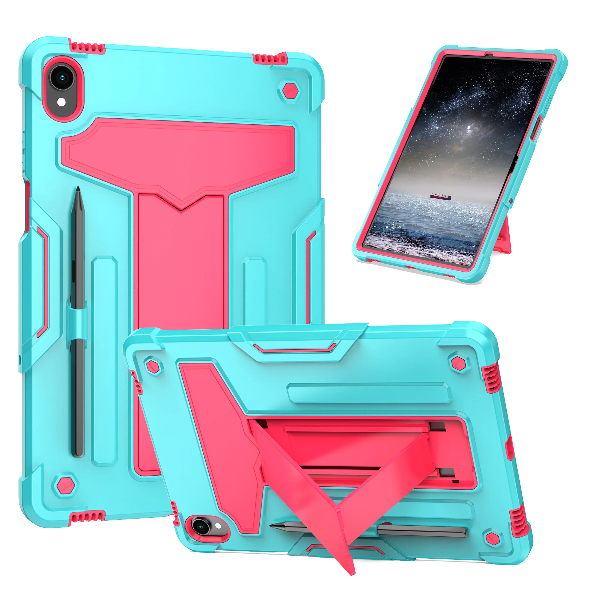 

Kickstand Rugged Case For Samsung Galaxy Tab S11 2025 11 inch Model SM-X730 SM-X736 SM-X736B Heavy Duty Cover 3-in-1 Shockproof