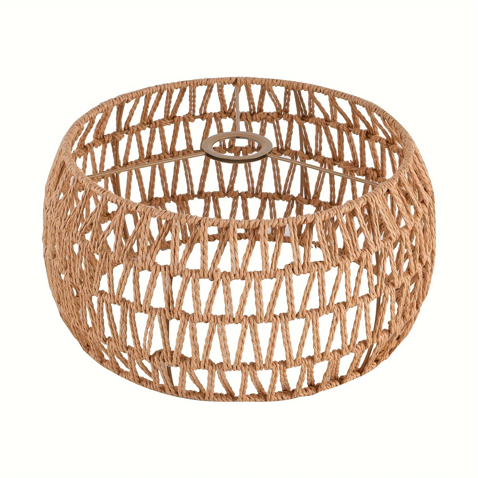 Rustic Braided Rope Lampshade Pendant Lights Handmade Bamboo Rattan Wicker Hanging Lamp for Kitchen Living Room Bedroom Corridor