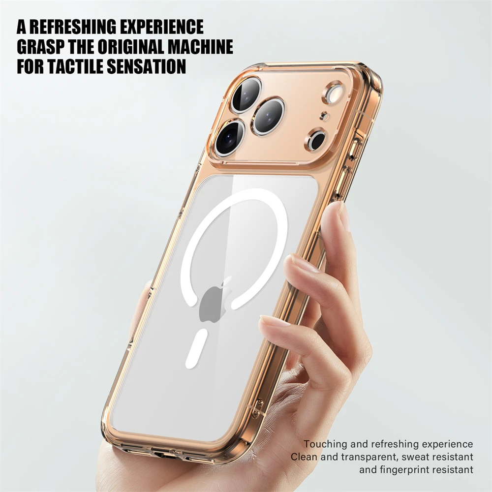 Luxo claro tpu à prova de choque para magsafe caso de telefone magnético para iphone 17 ar 17 pro max carregamento sem fio à prova de choque capa traseira