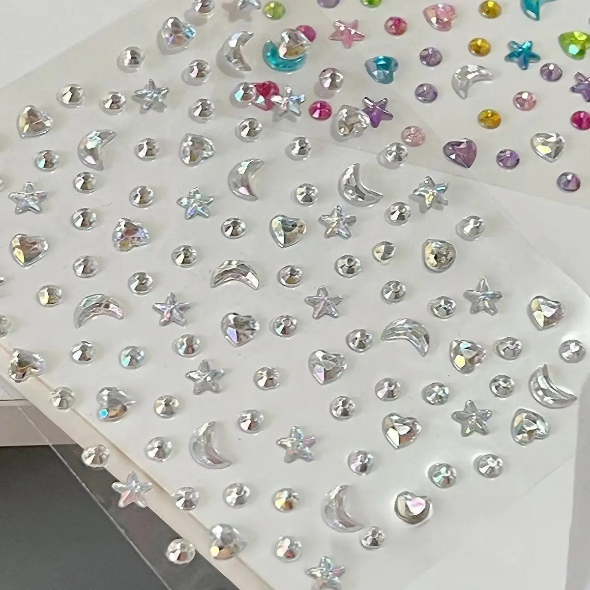 1/2pcs 3D Star Moon Heart Rhinestone Stickers Multicolor Glitter Jewels Gem Deco Sticker Aesthetic Journaling Kawaii Stationery