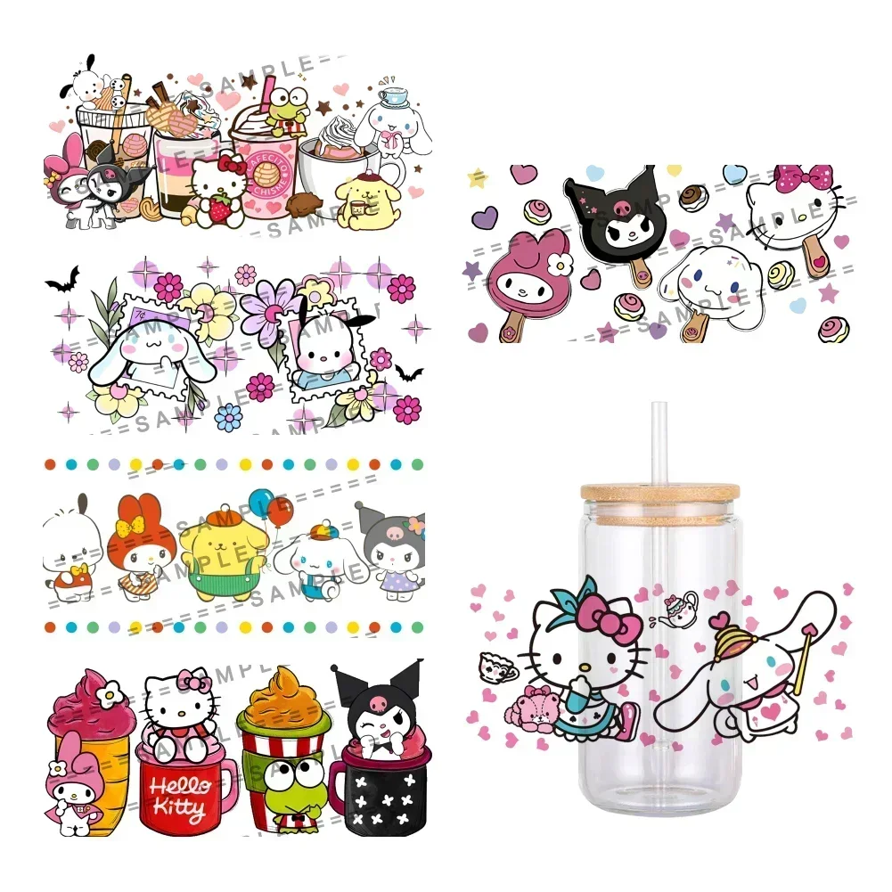 11x24cm Cartoon Sanr Designs UV DTF Transfer Sticker Waterproof Transfers Decals For 16oz Glass Cup Wrap Stickers