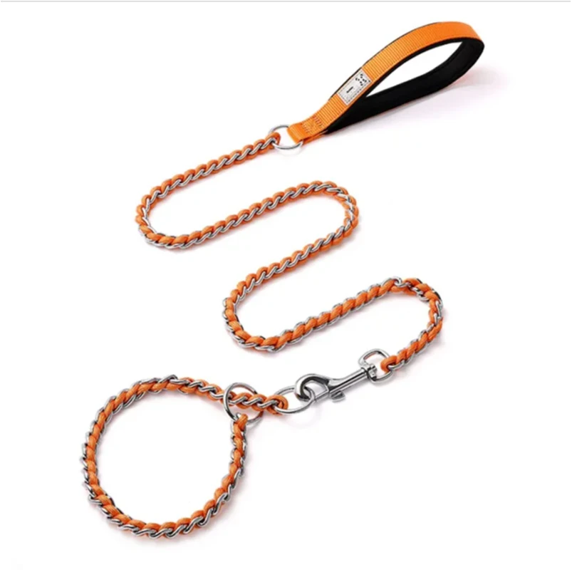 Walking Dog Leash With Continuous Bite Resistance P-Chain P-Shaped rope Collar Anti Bite Break Medium-Sized Large Dog Pet Chain