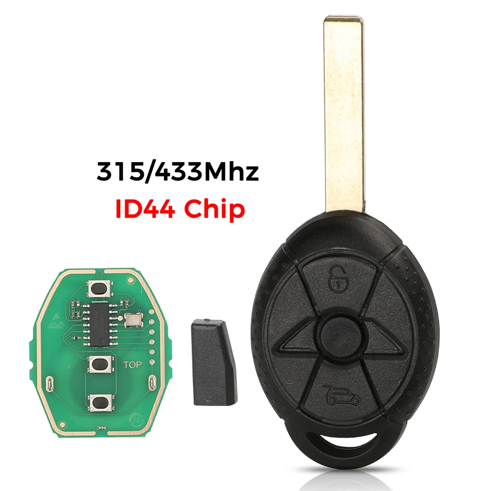 Jingyuqin 2 Buttons EWS Car Remote Control Key For Old BMW Mini Cooper S R50 R53 Fob 315Mhz/433Mhz Adjustable ID44 Chip