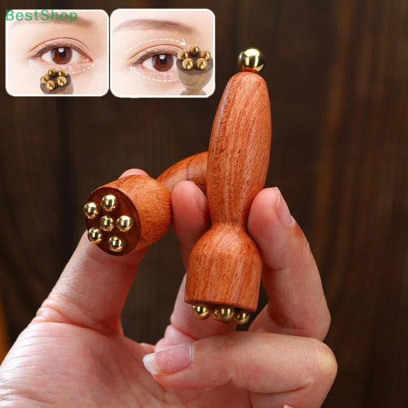 

☆Lotus Seedpod Brass & Rosewood Facial Gua Sha Tool Eye Relaxation Spot Meridians Acupoint Massage Handheld