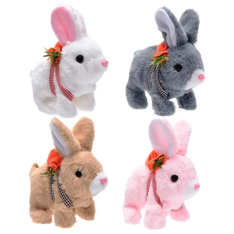 

Stuffed Bunny Rabbit Electronic Interactive Light Up Stuffed Rabbit With Backpack Walking Shaking Ears Sounds Educational Toys