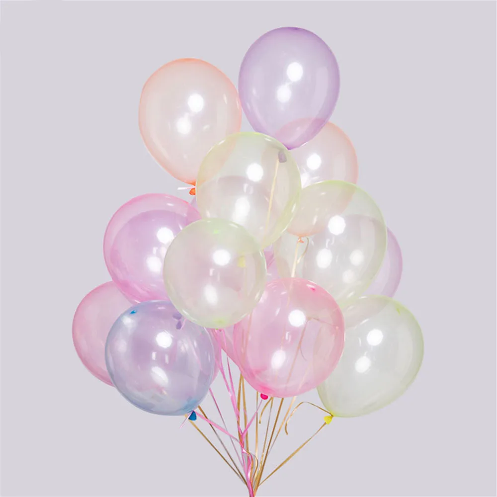 15Pcs 10inch Crystal Bubble Balloons Colorful Transparent Latex Balloons Birthday Party Decor Wedding Summer Air Helium Globos