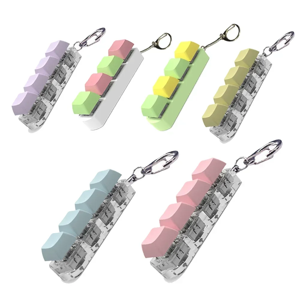 Keyboard Key Toy DIY Button Keycap Fidget Keychain Decompression Toys Mechanical Key Toy for Adult to Relief Pass Time