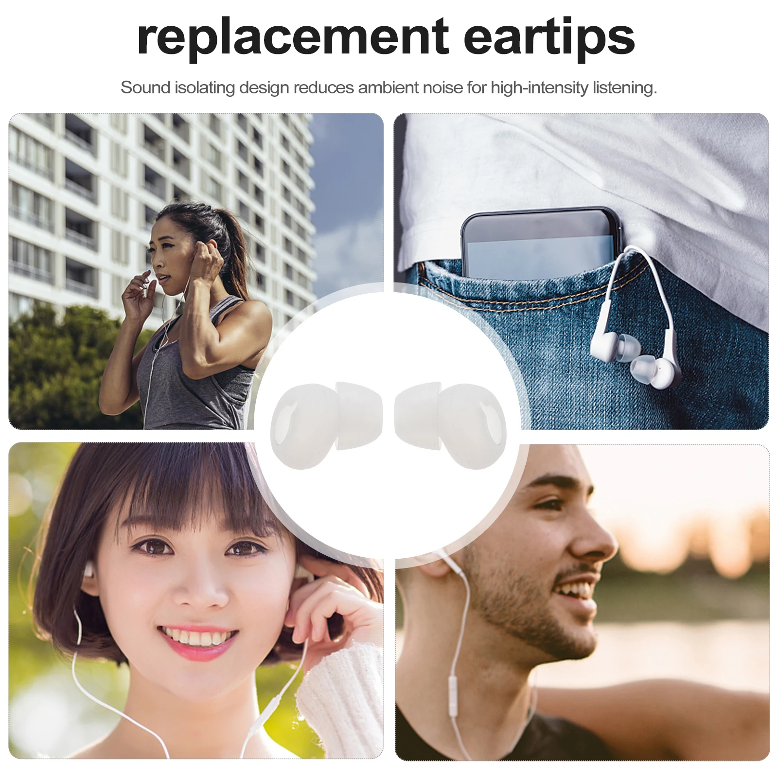 

5 Pairs Replacement Eartips Silicone Ear Gel Headset Cover Anti Slip Black Sound Isolating High Quality Reusable Ideal for Gear