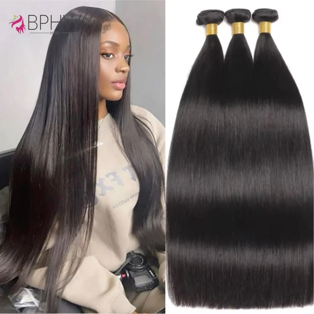 Brazilian Bone Straight Human Hair 3 4 Bundles Raw Virgin Remy Hair Extensions Natural Color Long Hair For Women 30 Inch Hair