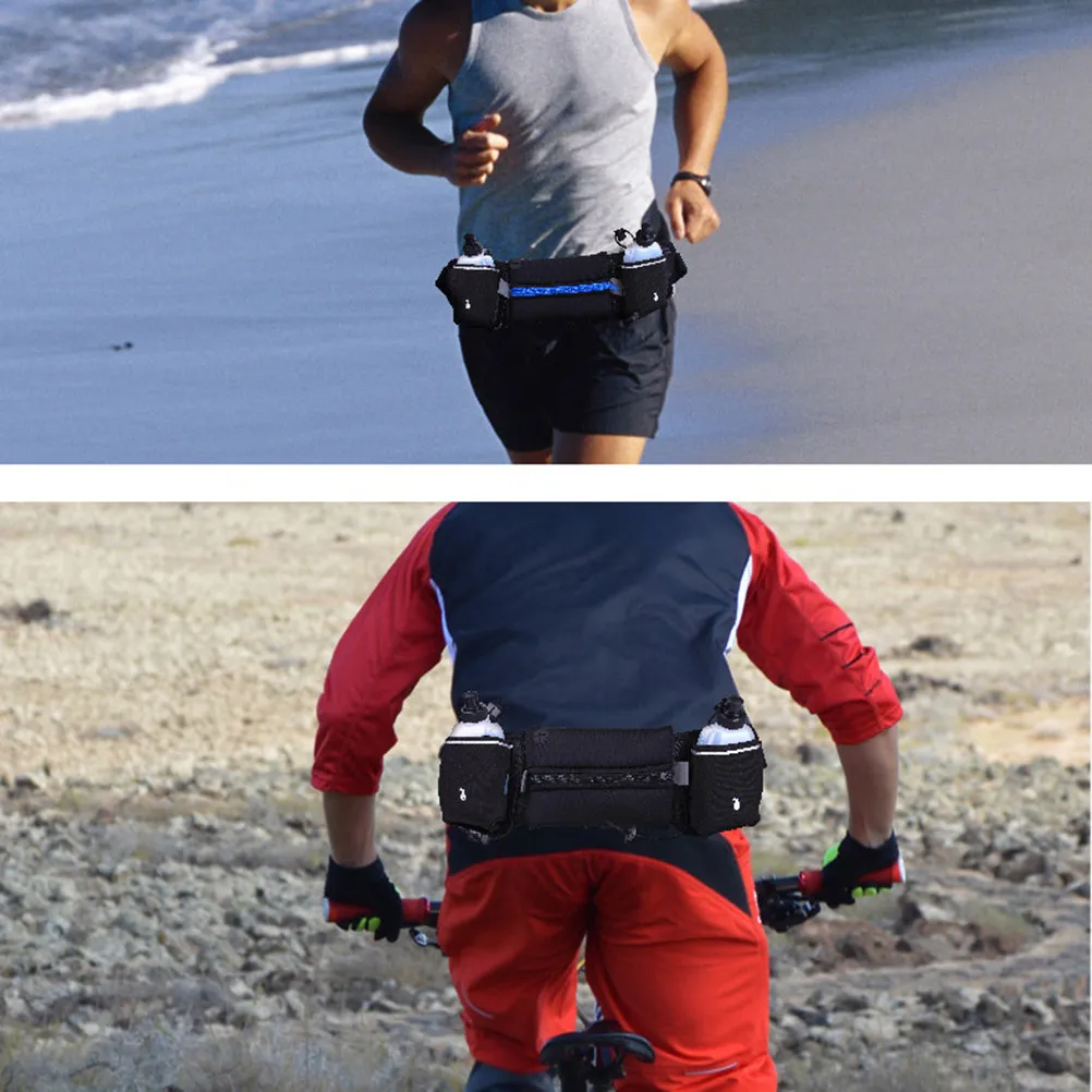 

Adjustable Running Belt with Pockets Fits 4-6inch Phone Black Waterproof Pouch for Jogging Cycling Hiking