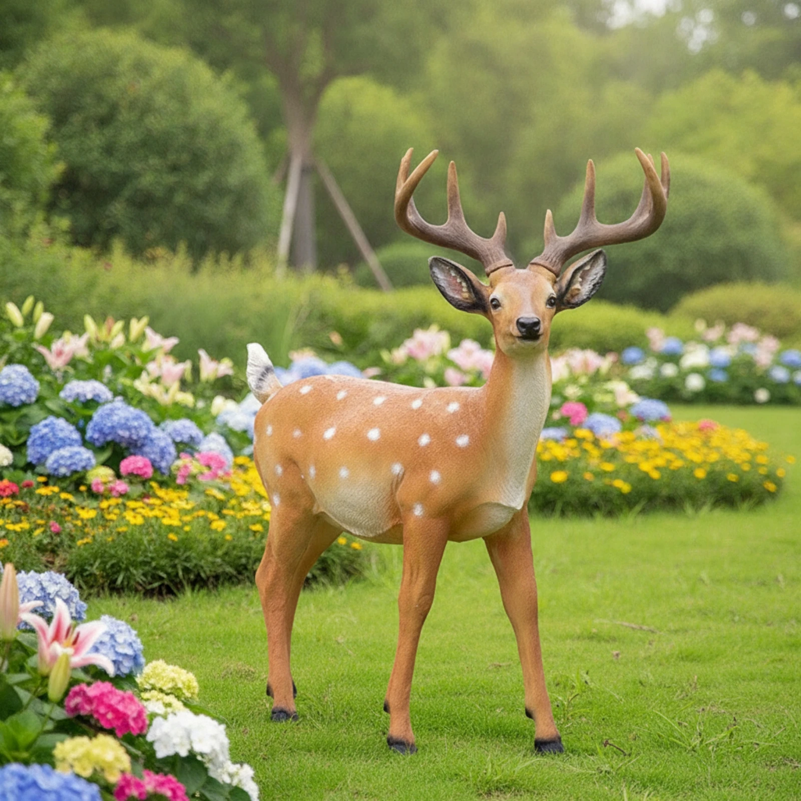 Deer Garden Statue Weatherproof Deer Statue Animal Figure Lawn Ornament Rustic for Nature Lovers, Courtyard