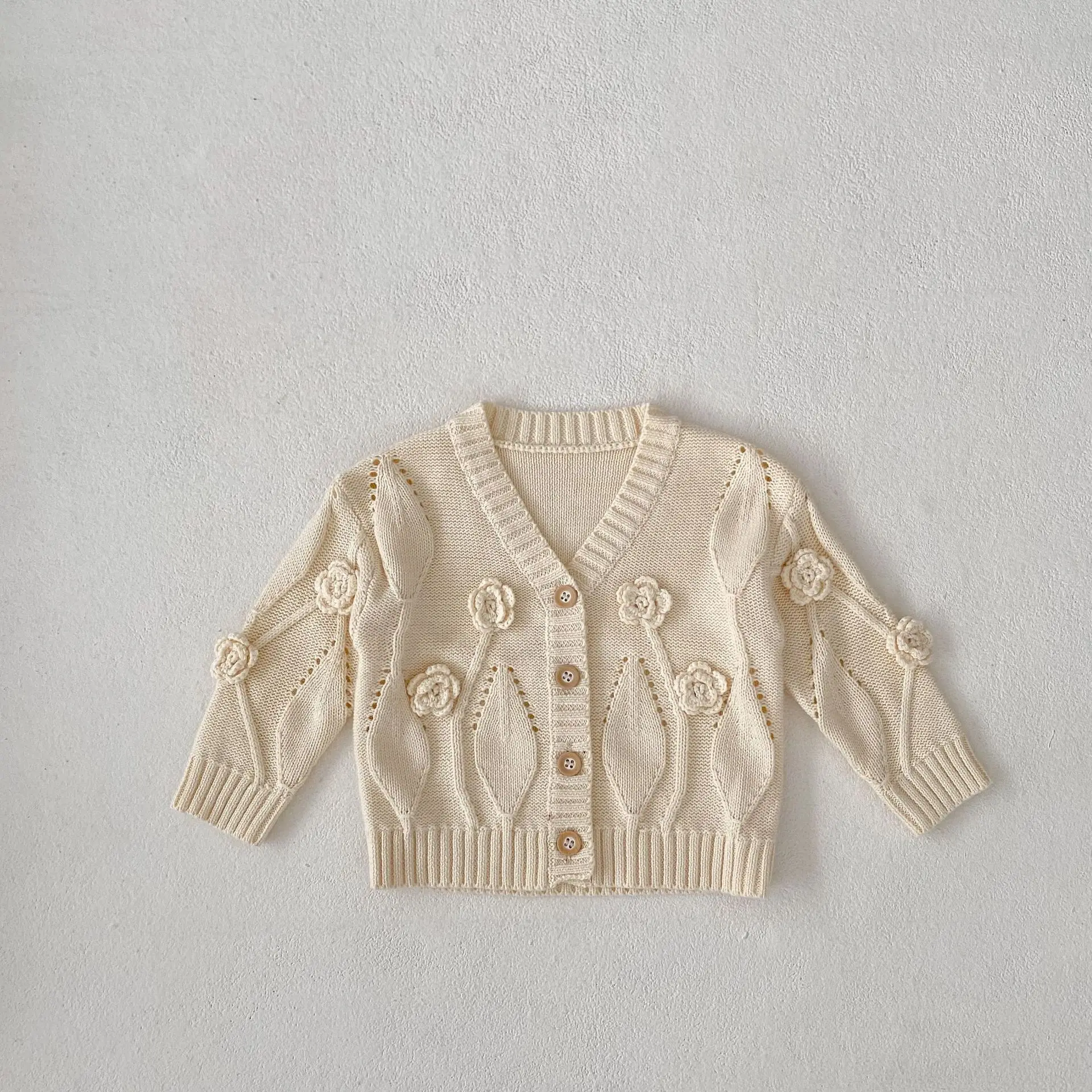 

Новый осенний модный детский свитер, Детский кардиган ручной работы с цветами, свитер, хлопковое вязаное пальто для мальчиков и девочек, однотонная Повседневная куртка для младенцев