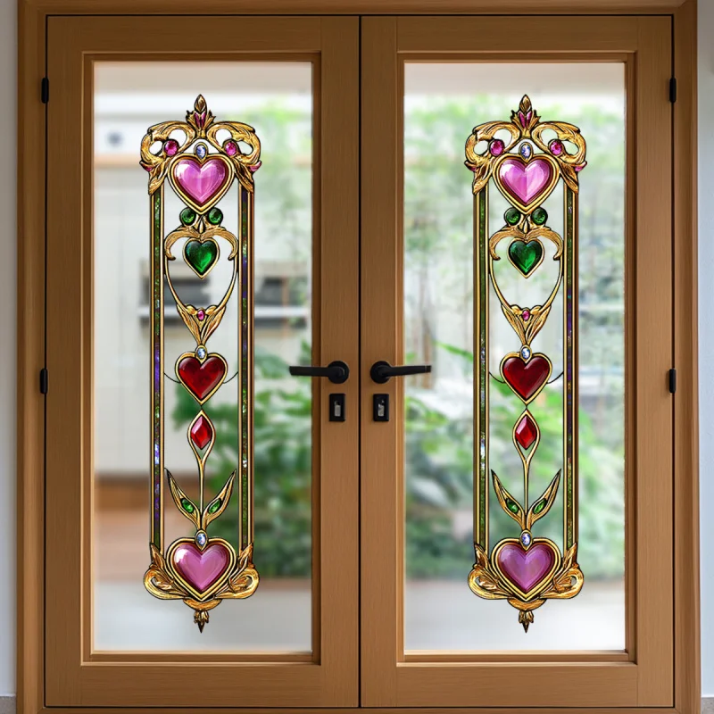 

Colorful Glass Heart Stickers for Windows and Walls, Static Cling UV Self-adhesive and removable