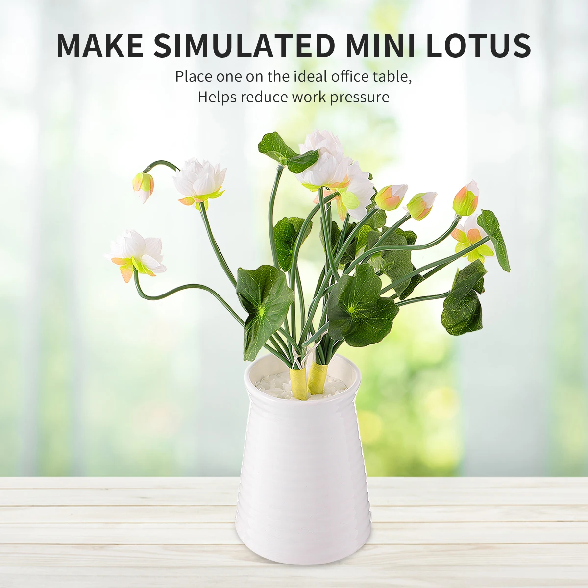 

2 Pcs Water Lily Arrangement Mini Lotus Artificial Flowers Faux White Silk Cloth