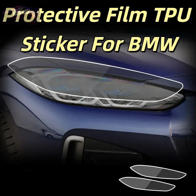 

For BMW I4 2022-2023 Car Front Rear Headlights Protective Film Anti Scratch Black Transparent TPU Sticker Accessories PPF