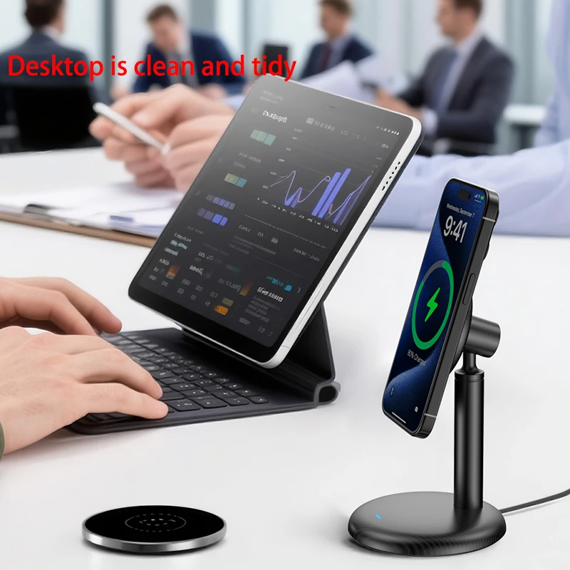 New 2025 15W Office Home Travel Desktop Fast Magnetic Wireless Chargers for iPhone 17 16 15 Samsung Mobile Phone Holder