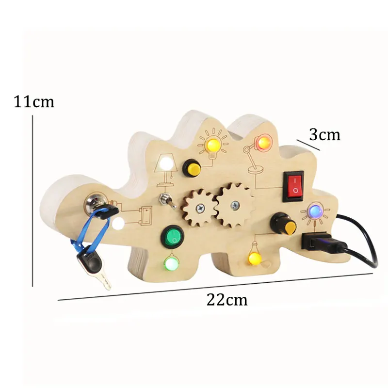 Montessori druk bord zintuiglijk speelgoed houten met LED-lichtschakelaar besturingskaart reisactiviteiten kinderspellen voor 2-4 jaar oud