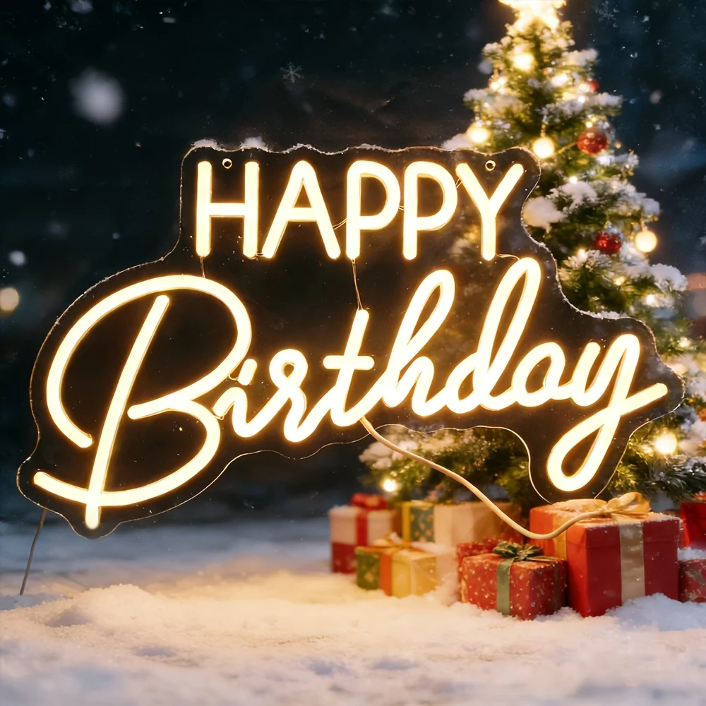 Happy Birthday Neon Sign | Reusable Dimmable Wall Decor with Dimmer Switch, Ideal for Party Decorations, Birthday Celebrations