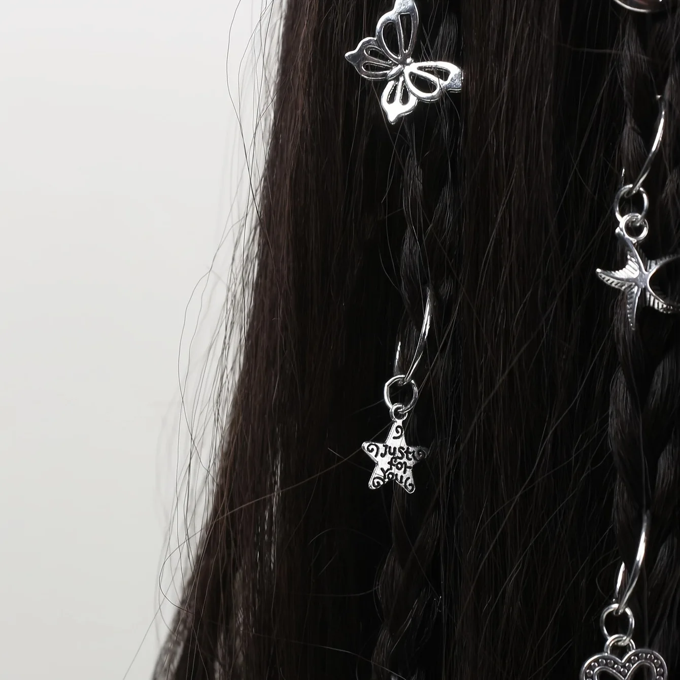 22 unids/bolsa rastas peluca anillos para el cabello accesorios para el cabello colgantes DIY dijes de corazón huecos para Decoración