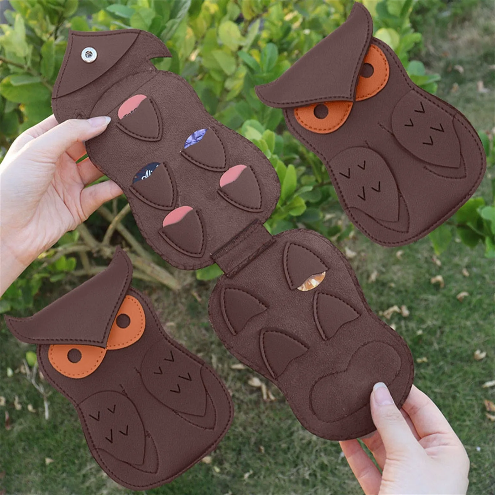 1pc Owl Shaped Guitar Pick Holder, PU Leather Case, Large Capacity for Plectrums, Picks Clip, String Instrument Accessory