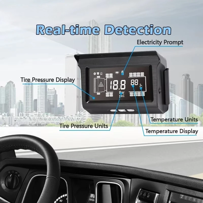 Wireless Digital Tire Gauge Monitoring System SPY 6 Wheel Sensor TPMS for Truck Compatible FM Atego TGS Axor TGX Models