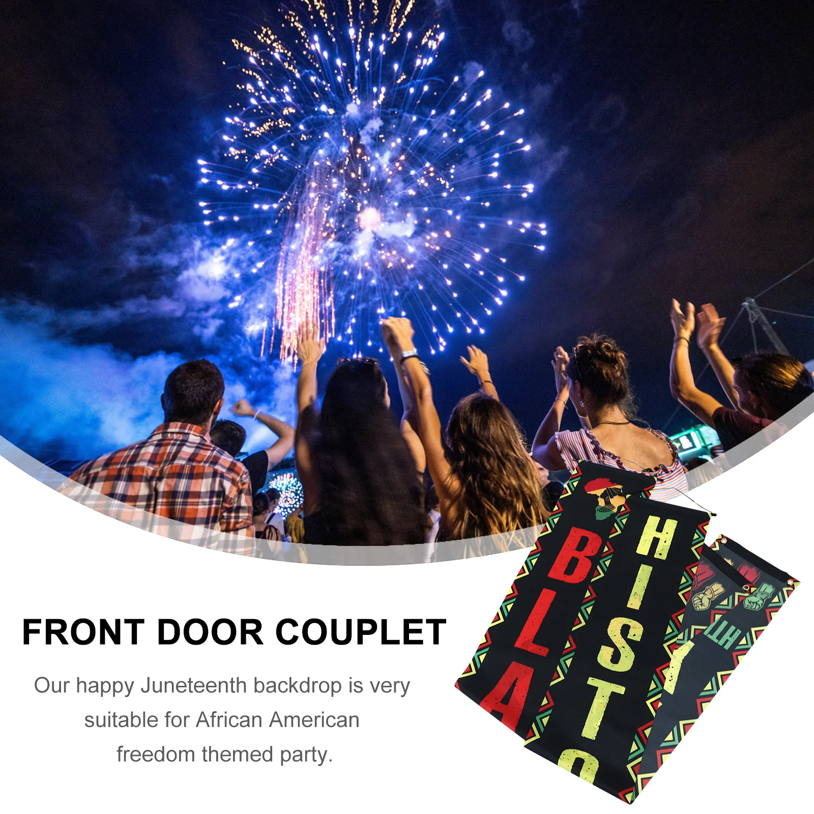 1Pair Month Decor Polyester Couplets Juneteenth Flag Party Celebration Banner Month Decorations
