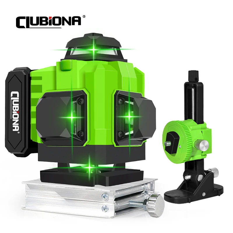 Clubiona 4D 16 lines green light level laser level projection line meter 360 self-leveling and magnetic bracket