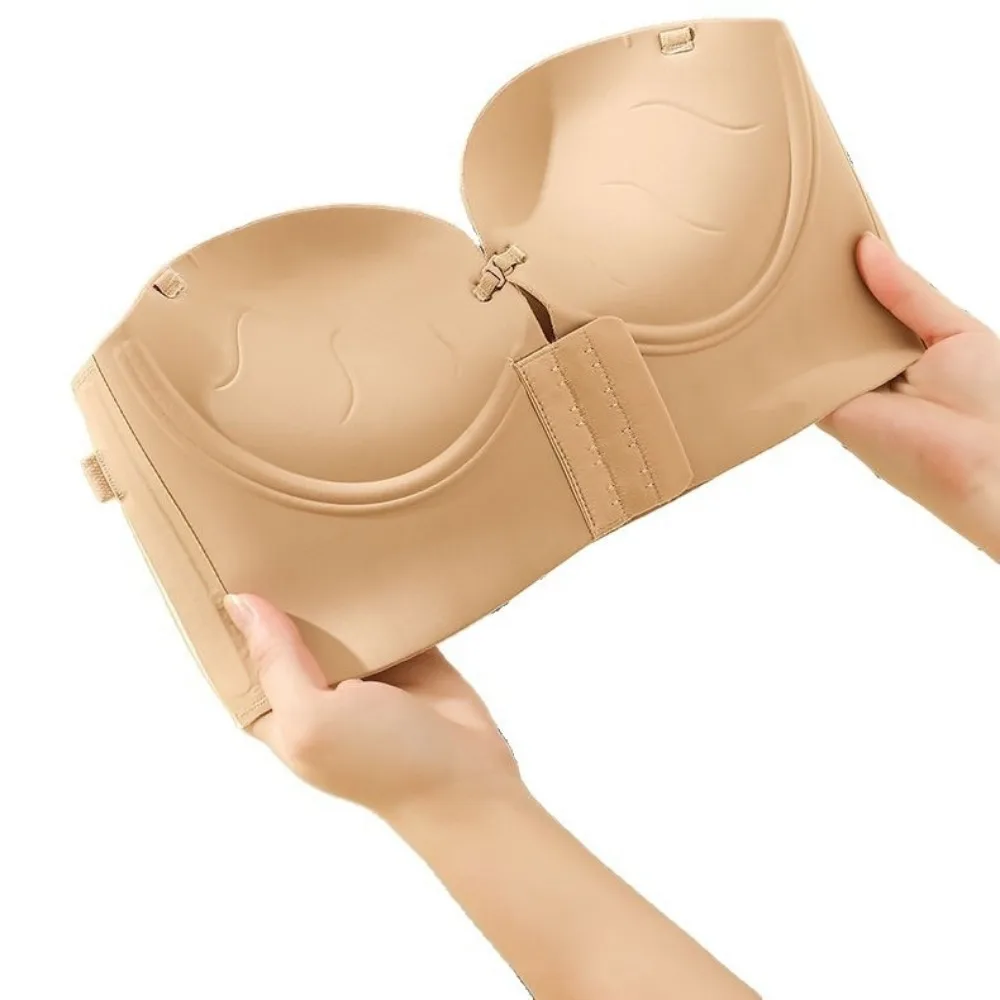 Strapless Bra Beauty U Back Push Up Bra Anti-Sagging Invisible Thickened Pad Bra Gathered Deep V Wireless Bra Women