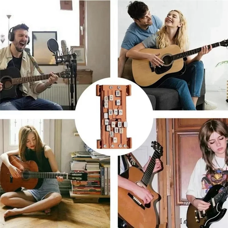 

FSTE-2Pcs Коричневый гитарный помощник для начинающих - Автоматический генератор аккордов для народной гитары