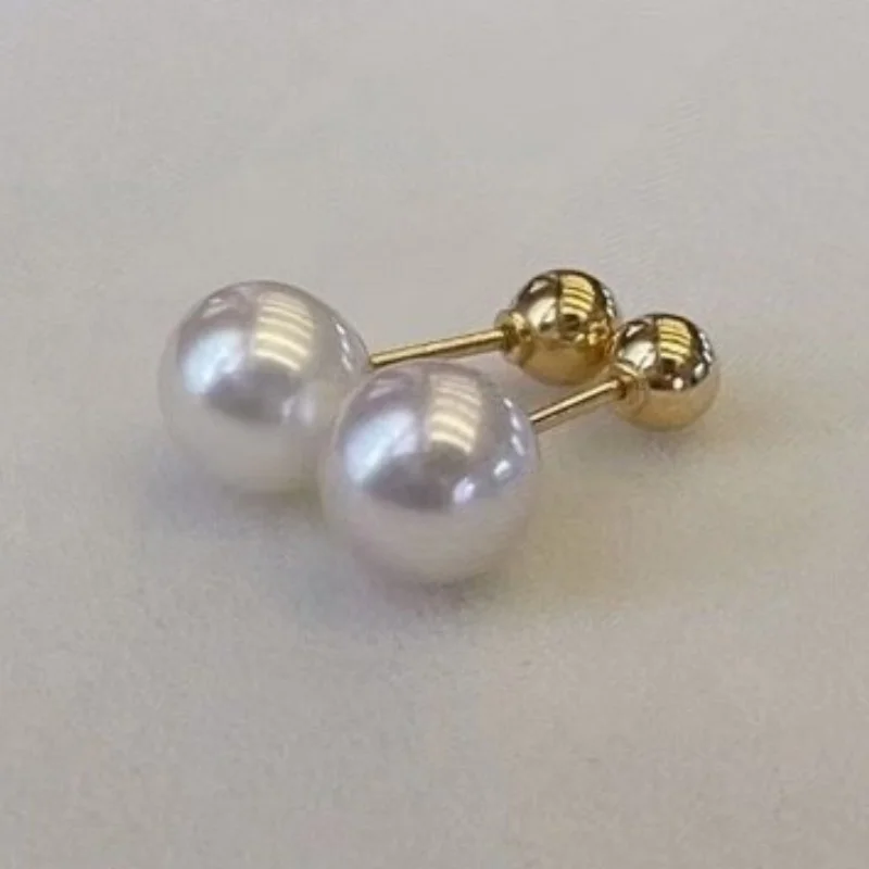 

SGARIT Trending Jewelry 6-7mm S925 Sterling Silver Natural Freshwater White Round Strong Light Pearl Stud Earrings Jewellery