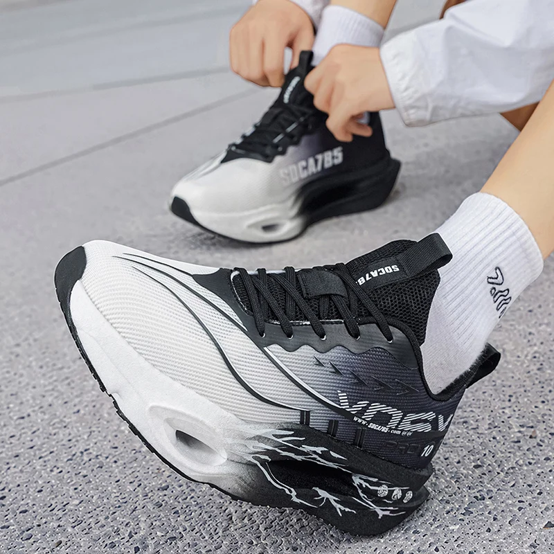 Herren-Freizeitsportschuhe mit Carbonplatte zur Laufunterstützung, atmungsaktivem Mesh, bequemen, niedrigen Schnürschuhen für Trailrunning, Zero-Drop-Sohle, langsamem Rückprall, rutschfest, geeignet für Fitnessstudio, Jogging und Camping. – Detail 25