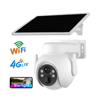 3MP WiFi 4G Sim Card Lte Super Starlight Outdoor Solar Panel Camera 2K Tuya Full Color Cctv Security 4g Solar Powered Ptz Camera