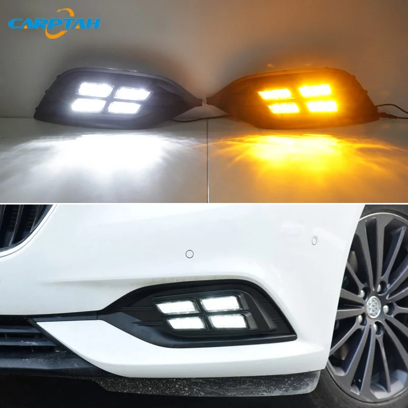 LED DRL Daylights For Opel Insignia 2017 2018 2019 LED Yellow Turn Signal Daytime Running Headlights