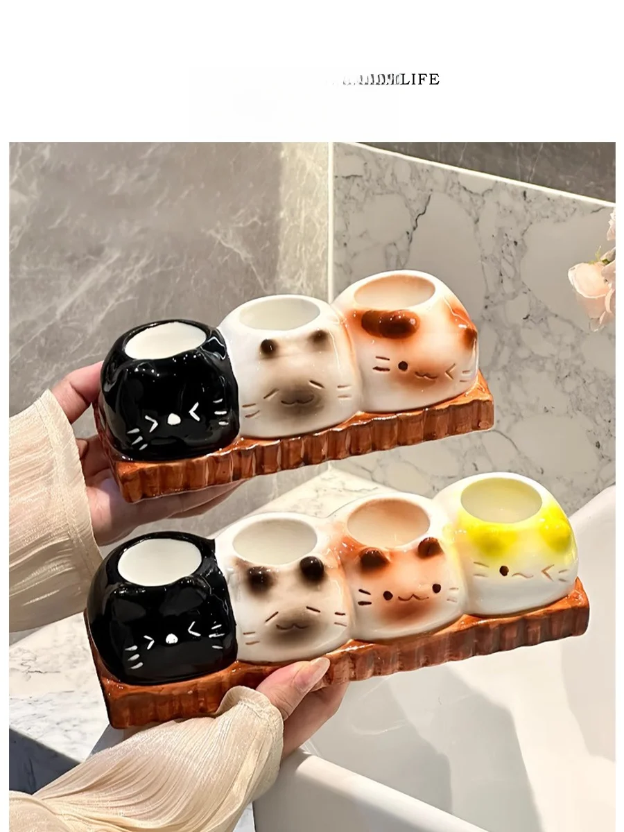 

Tlife Cerc Toothbru Holder Batoom Vani Storage Organizer Cute Cartoon Sle Dental Care Accory for Lovers