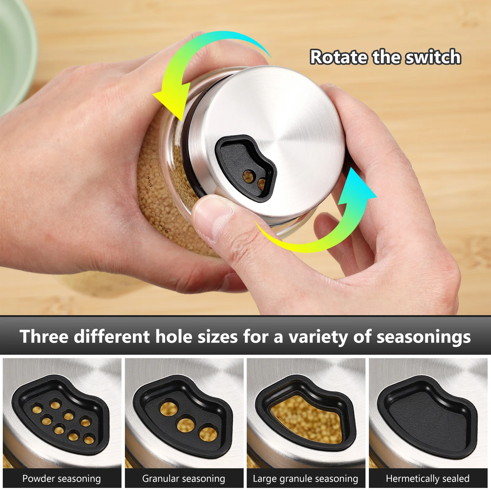 

500ml Spice Jar Stainless Steel Seasoning Bottle Easy Rotate Lid Perfect Home Hotel Restaurant Outdoor Bbq Storage