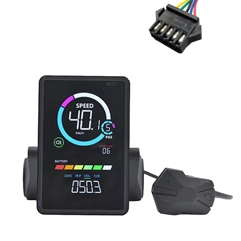 M7C-2 Electric Bike LCD Display Meter 24V 36V 48V 60V E Scooter LCD Panel With USB For Mountain Electric Bike SM 5PIN Durable-A0