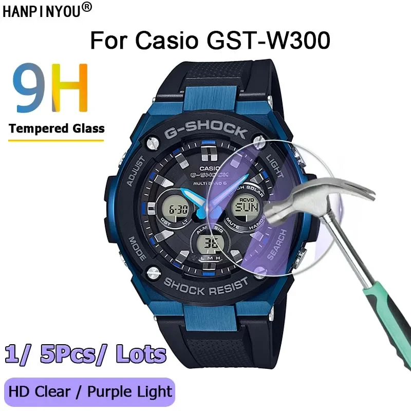 1-5Pcs For Casio GST-W300 SmartWatch Ultra Slim HD Clear / Anti Purple Light 2.5D 9H Tempered Glass Film Screen Protector