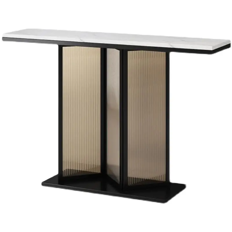 Modern Light Luxury Slate Rainbow Glass Console