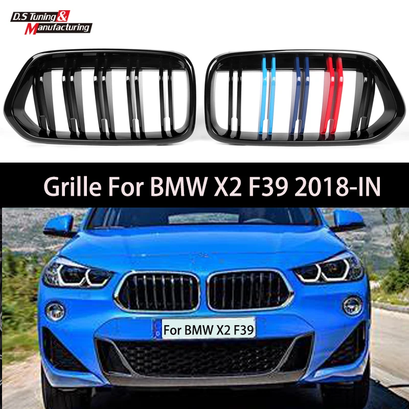 

M Color Car Styling Front Bumper Kidney Hood Grille For BMW X2 F39 SUV 2018-IN Double Line Racing Grills Replacement Accessories