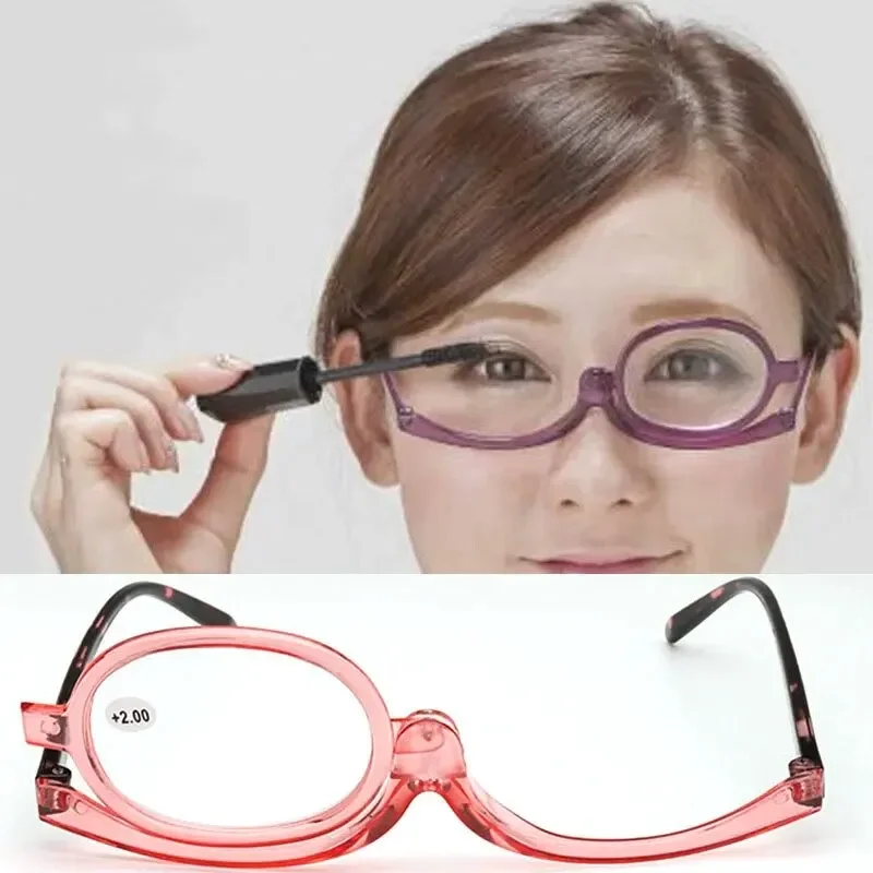 

New Rotating Magnifying Makeup Reading Glasses For Women Folding Clamshell Cosmetic Presbyopic Glasses For Elder Unisex