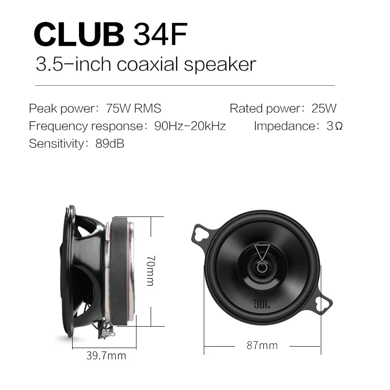 JBL مكبر صوت للسيارة 3.5 بوصة مكبر صوت محوري ثلاثة أضعاف منتصف المدى مضخم صوت JBL مكبر صوت ستيريو أصلي رسمي 3.5 بوصة GX328 #3