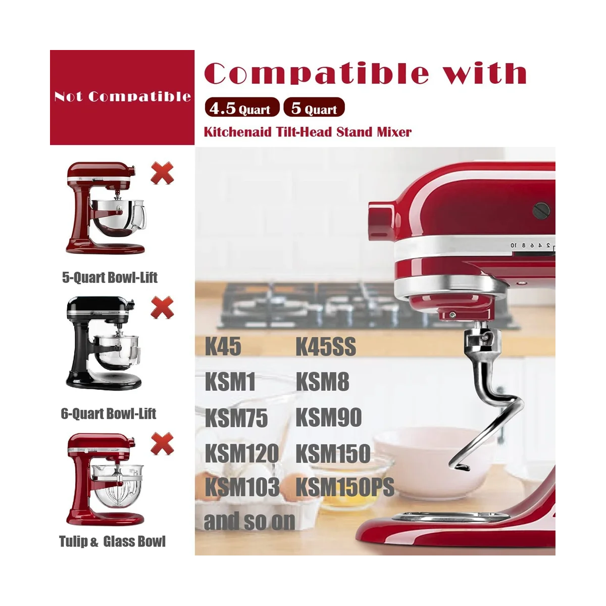 A09G-عجينة حلزونية لخلاط حامل الرأس بسعة 4.5-5 لتر، استبدال العجين للمرفق