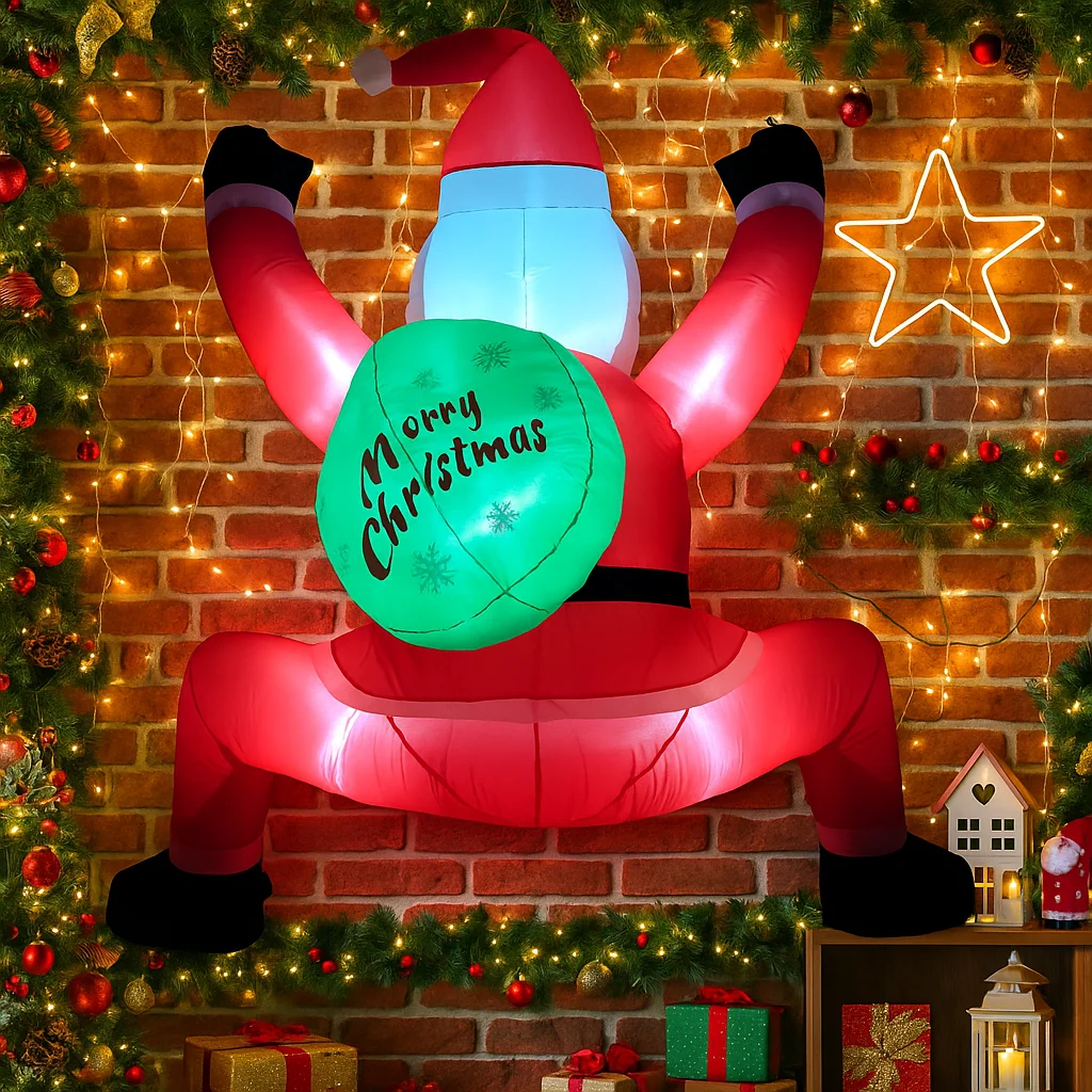 1,8 м/5,9 фута надувной Санта-Клаус с рождественскими шариками, светодиодные игрушки для домашнего декора, двор, Рождество, уличное праздничное освещение, орнамент