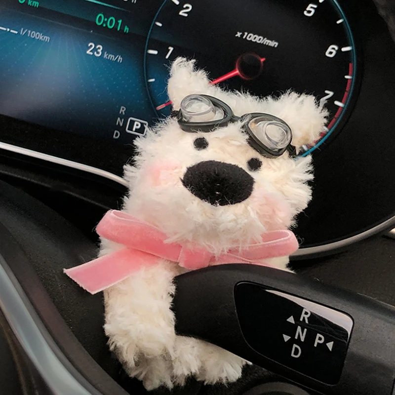 لطيف جرو سيارة ممسحة زجاج أمامي زينة الداخلية أفخم دمية الإبداعية هدية منصات الكتف اكسسوارات الديكور الداخلي للسيارة