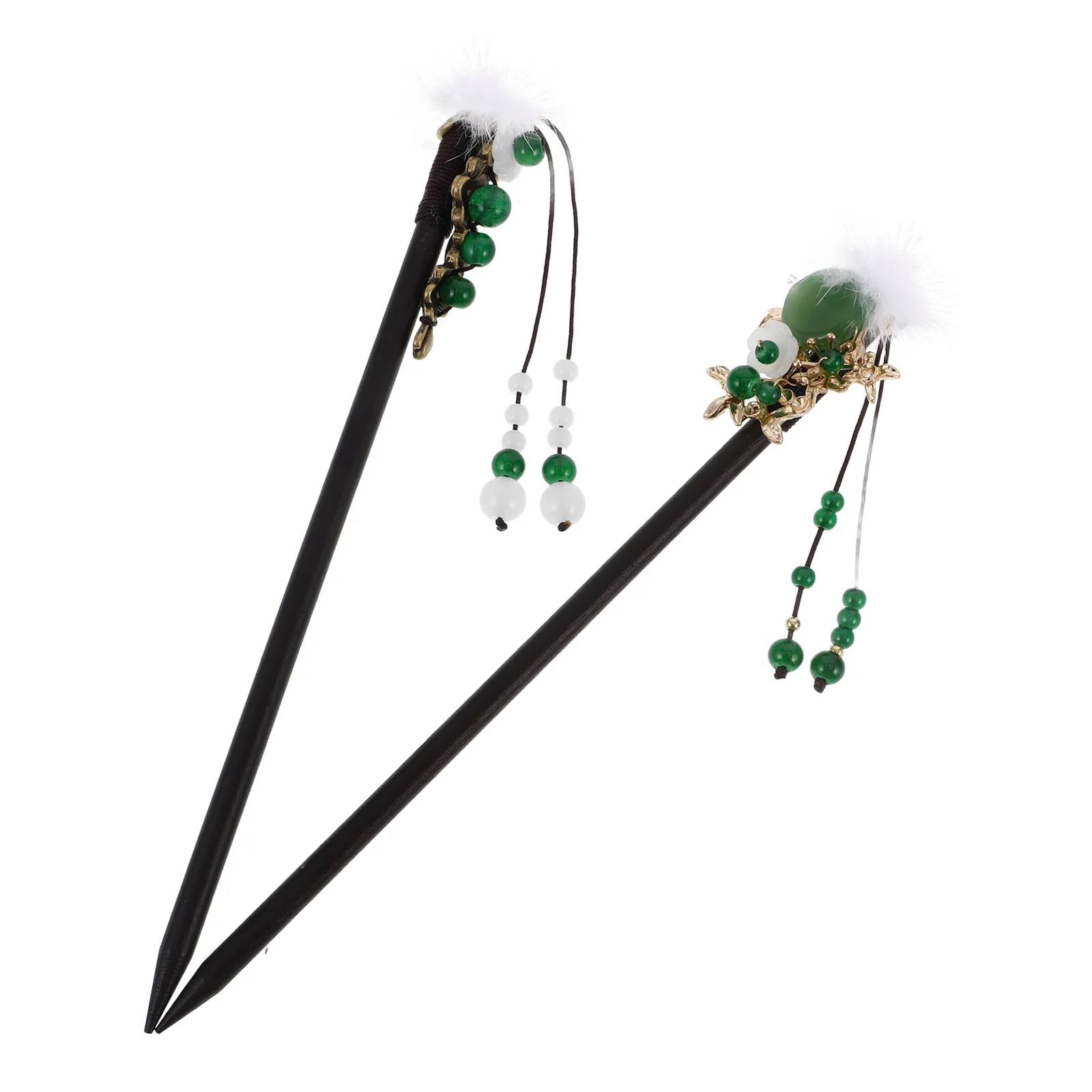 

2 Pcs Vintage Hair Forks Retro Tassel Hairpins Handcrafted Chinese Style Hair Sticks Wood Hairpin for Hairstyle