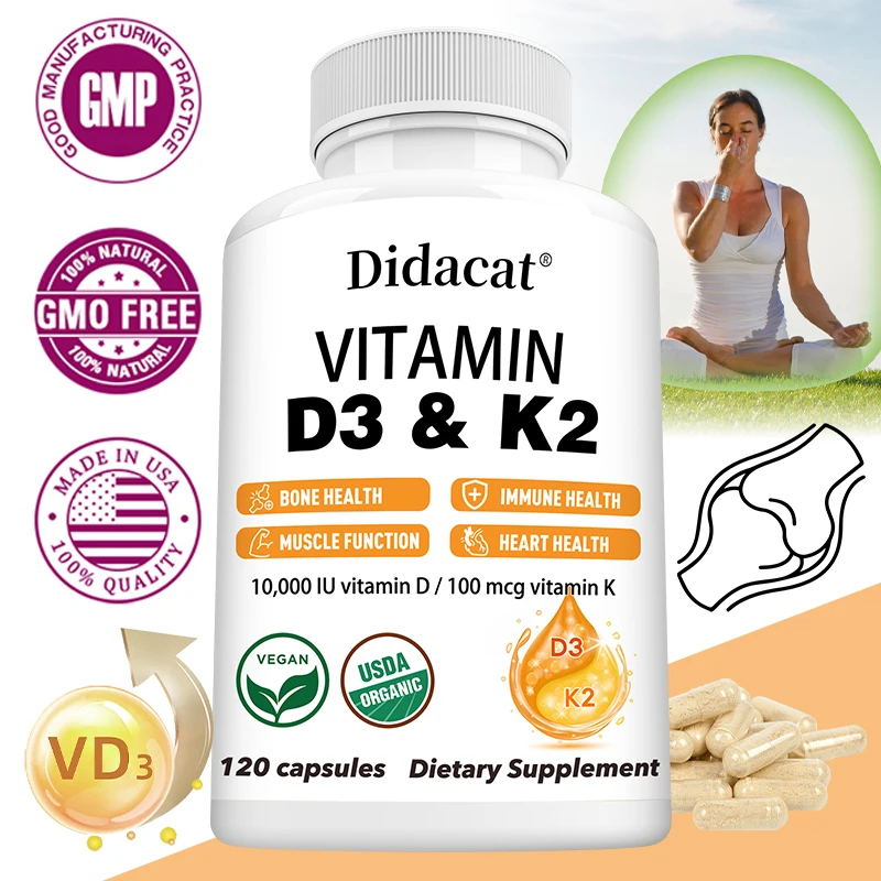 D3 & K2 Vitamins - D3K2 Supplement - Supports Heart, Bone, Muscle, Immune & Joint Health, 10,000 IU Vitamin D & 100mcg Vitamin K