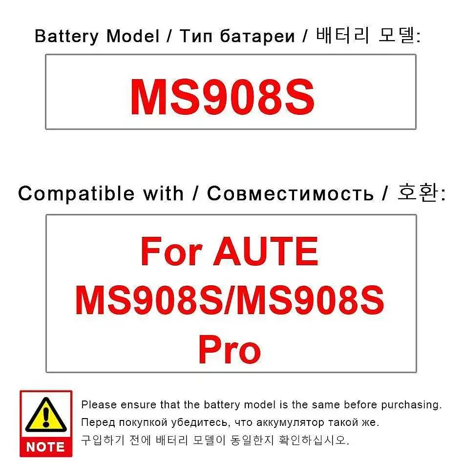 

Lightweight Premium Replacement For Aute MS908S Pro 12000Mah Automotive Diagnostic Equipment Battery