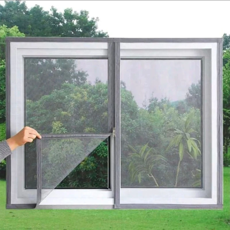 Customizable size mosquito screen window gray zipper self-adhesive mosquito and fly repellent invisible transparent no punching