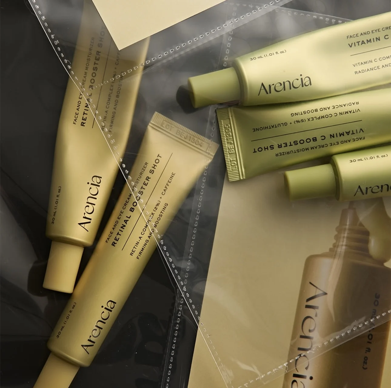 Creme Duo Arencia Dia e Noite 30ml com Retinal, Clareador, Firmador, Hidratante, Vitamina C e Glutationa para Rosto e Olhos